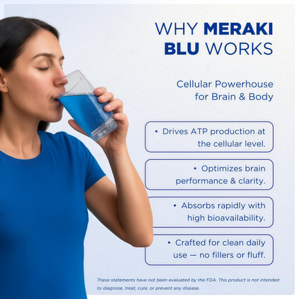 Meraki Methylene Blue Drops – Pharmaceutical Grade Nootropic Supplement for Brain Health - Dietary Supplement Support for Focus & Clarity – Third-Party Tested Formula – 30ml Glass Dropper Bottle