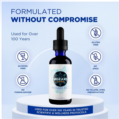 Meraki Methylene Blue Drops – Pharmaceutical Grade Nootropic Supplement for Brain Health - Dietary Supplement Support for Focus & Clarity – Third-Party Tested Formula – 30ml Glass Dropper Bottle